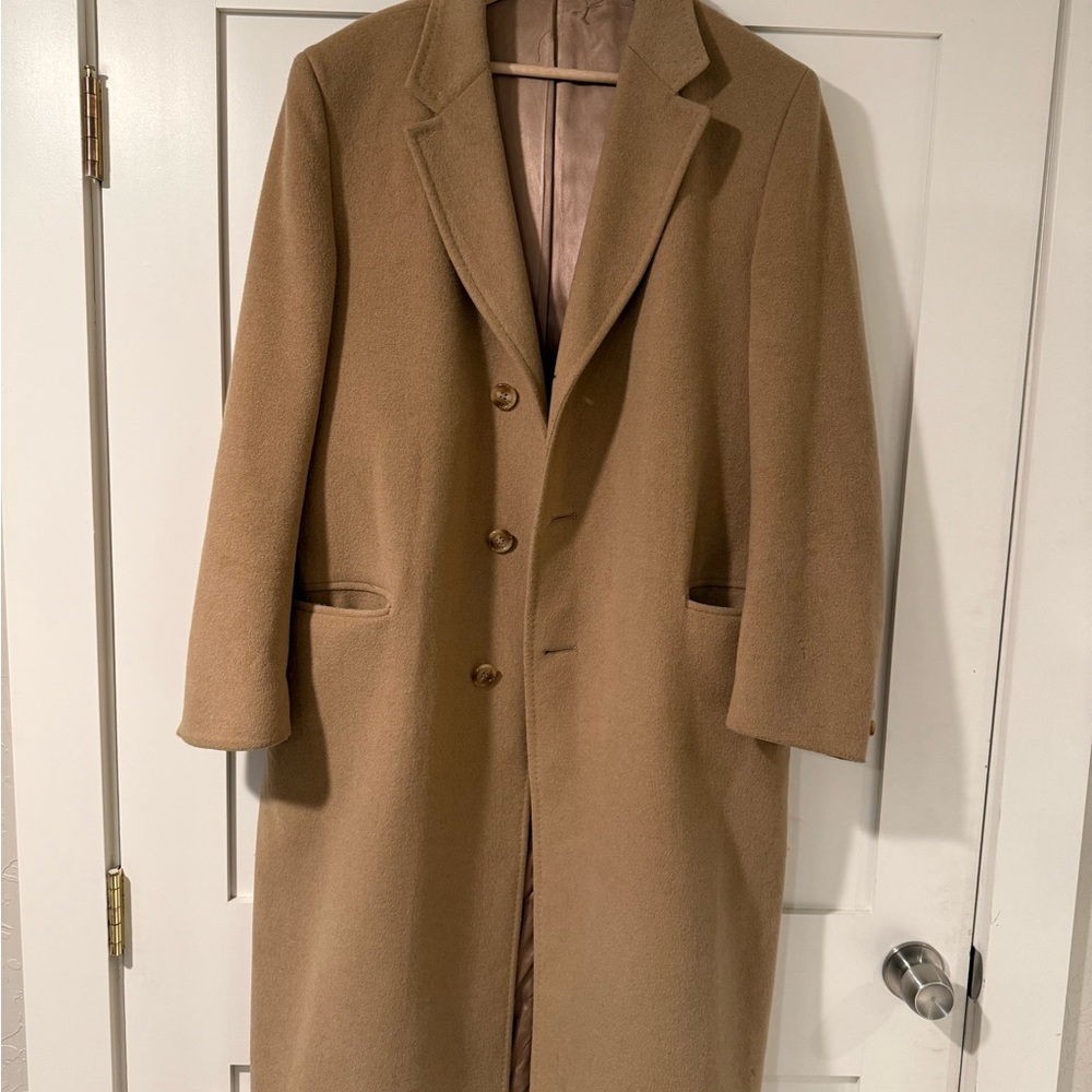 Alpacuna Men's Camel Wool Overcoat - Men’s XL (44)